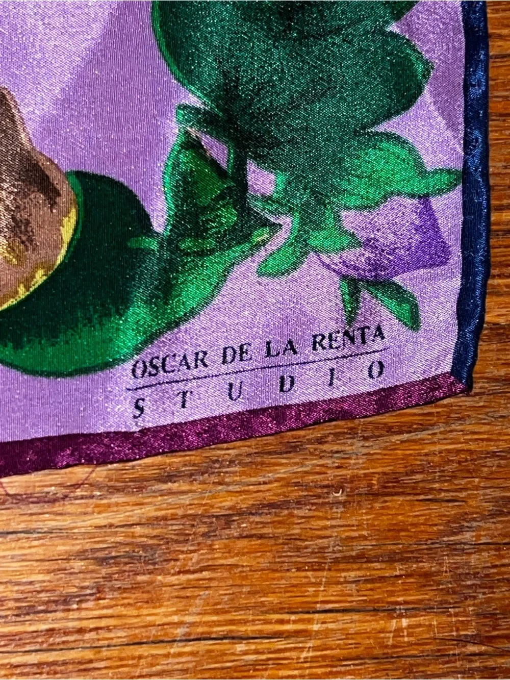 Oscar de la renta studio floral silk scarf head wrap purple flowers summer